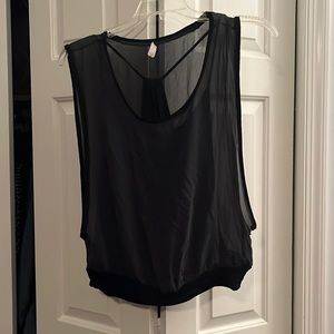 Womens silk sleeveless layered blouse - black L